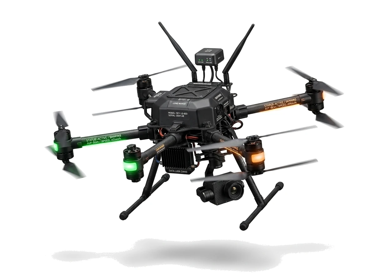 Orbitronics long-range transmission industrial drone
